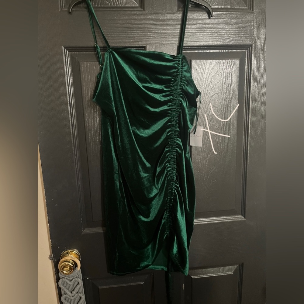 Green velvet dress